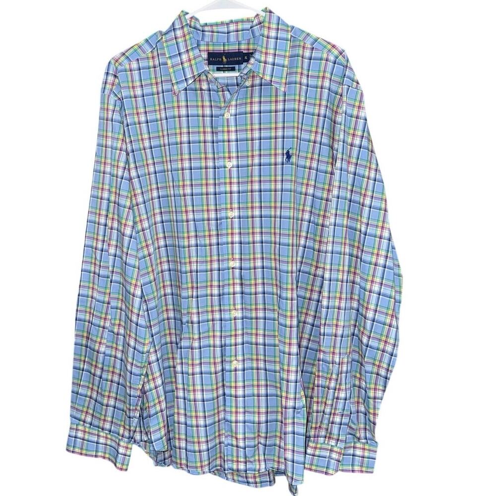 Ralph Lauren Shirt Men’s XL Pony Casual Button Up Long Sleeve classic fit plaid